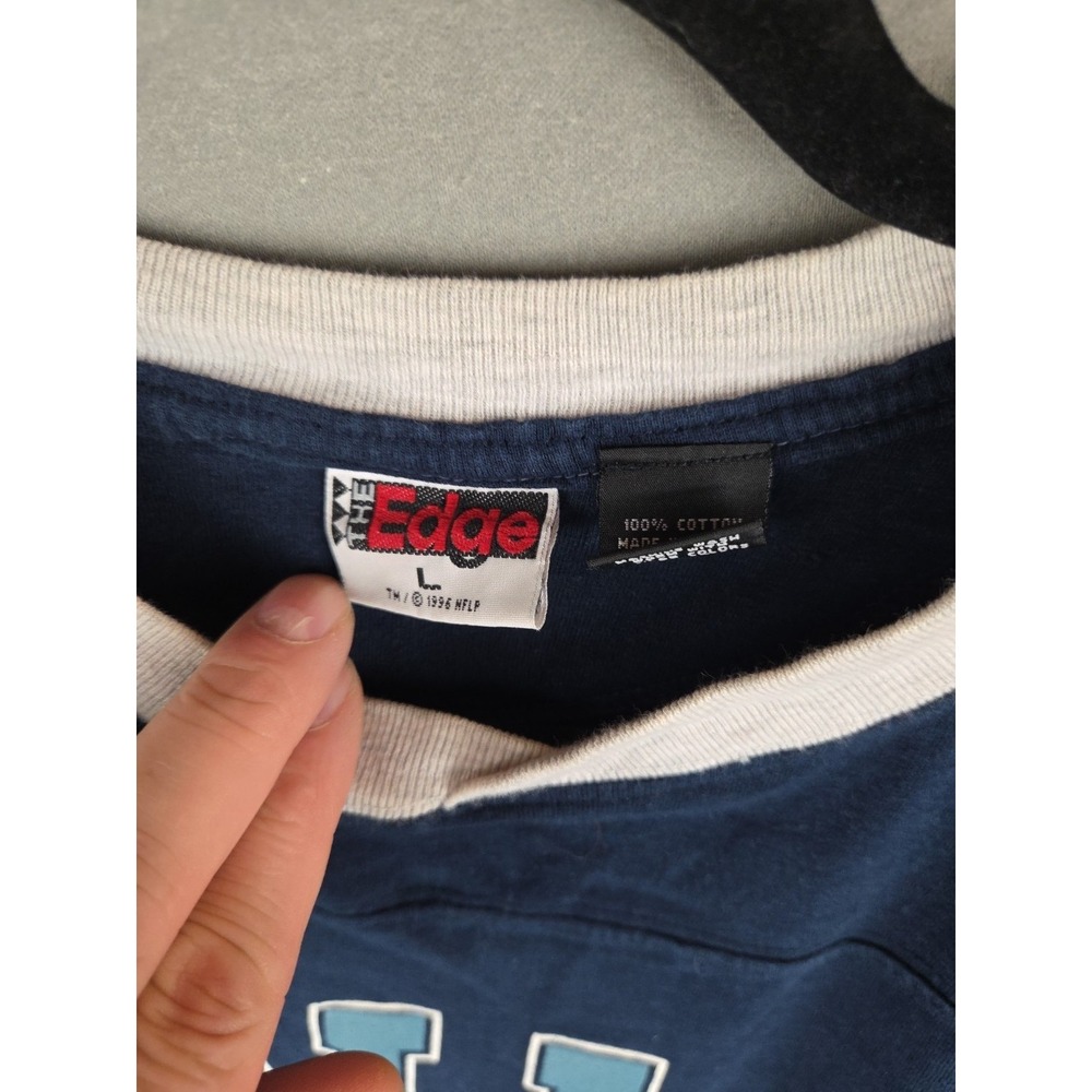 Vintage Dallas Cowboys NFL Football The Edge 3/4 Sleeve Blue Large T-Shirt - Picture 2 of 4
